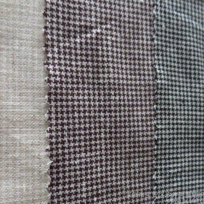 色織麻 千鳥格 滿天星色織麻面料 麻布面料 人棉麻 麻粘