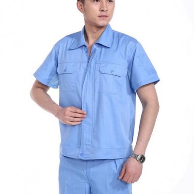 深圳新款短袖工程服 工廠工作服 短袖廠服 夏季工作服套裝定做