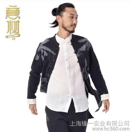 供應意樹尊道吉祥五行 純手繪長袍 中式風衣 中國風 長衣 精工棉麻