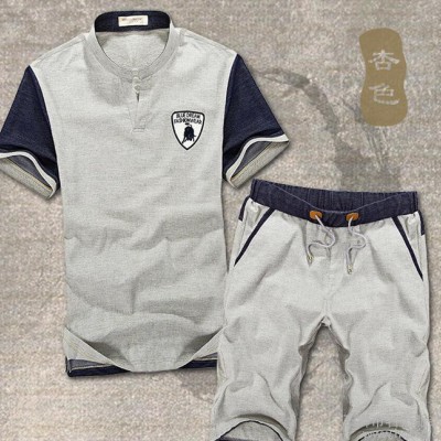 2016夏季棉麻休閑五分褲套裝男裝夏裝韓版青年夏天亞麻全套衣