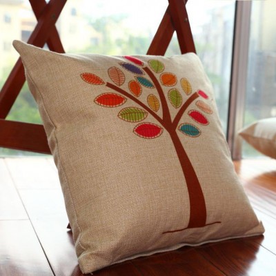 秋季棉麻抱枕辦公室汽車沙發(fā)靠墊午休護(hù)腰靠枕田園亞麻大號枕套