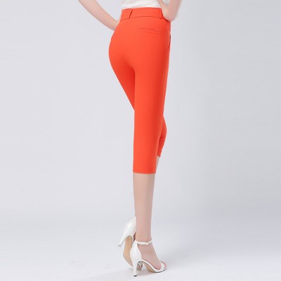 2016夏季新款纖柏絲休閑褲棉麻彈力女褲中年媽媽亞麻七分褲