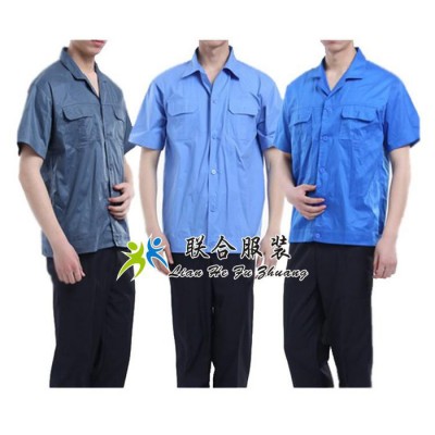 供應夏季工作服 定做短袖工作服 勞保工作服 汽修服套裝 工程服 夏季工裝 印字