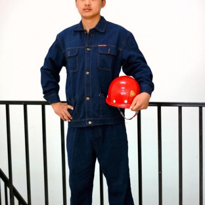 牛仔勞保工作服 洗水牛仔套裝 牛仔機修電焊工作服裝