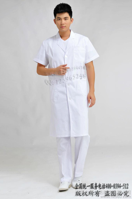 供應男醫生白大褂夏裝短袖**布料醫生護士工作服白大褂病號服