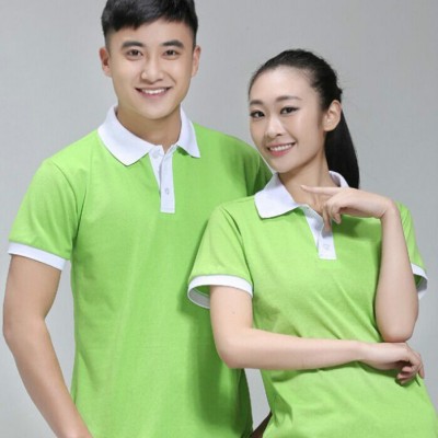供應廣州化妝品公司翻領文化衫定做 化妝品工作服