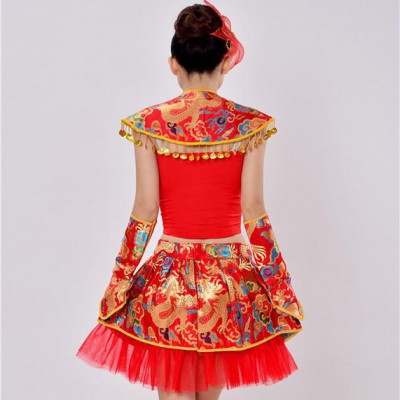 新款成人龍錦水鼓打鼓表演服現代民族舞臺演出服女款合唱廣場舞蹈