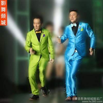 舞臺裝小蘋果演出服男現代舞套裝西裝