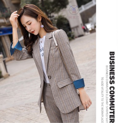2020年款 格子西裝 網紅西裝 韓版時尚套裝 御姐兩件套 西裝套裝