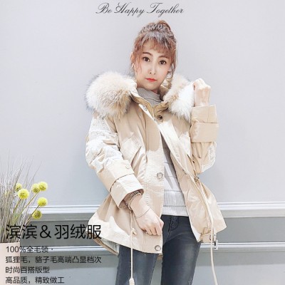 時尚品牌折扣毛領羽絨服女裝濱濱廠家現貨渠道