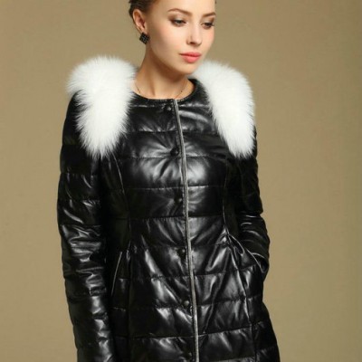 2013新款特價 綿羊皮皮衣  **毛領  真皮皮衣女