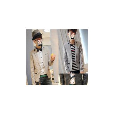 韓版修身 撞色休閑小西裝 男 西服 斜袢帥氣設計 外套 3色