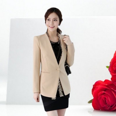 供應李小璐 亮片小西裝 女士卡其色修身顯瘦外套