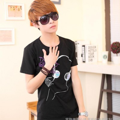 2015新款男式T恤 韓版修身圓領短袖t恤男青少年潮t恤 招