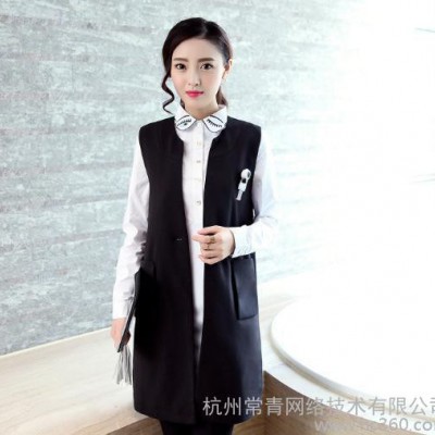 馬甲 女式2016春季新款時尚韓版純色中長款顯瘦氣質馬甲