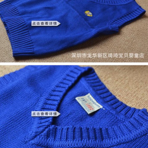純棉 兒童 V領 毛線 背心 外單 童裝 批發 男童 全棉 休閑 馬甲 春秋 童馬甲 B8232