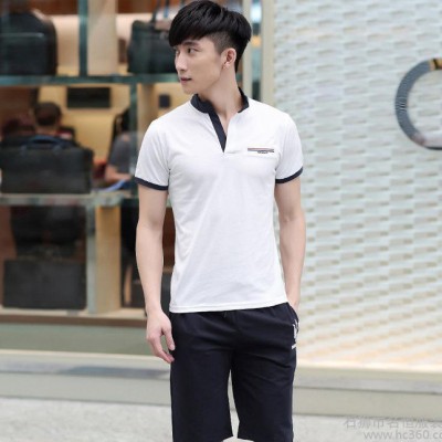 2016夏季新款男士時尚薄款套裝個性印花休閑衛衣短袖套裝潮