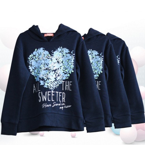 新騏2016新款春秋裝童裝長袖套頭連帽T恤衛衣 卡通愛心字母休閑上衣