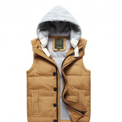 1件代發(fā)男裝 韓版男式可拆卸帽羽絨馬甲 爆款秋裝馬夾