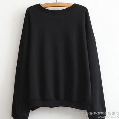 2016春季新款學院風寬松牛奶妹純棉長袖T恤女式衛衣學生打底