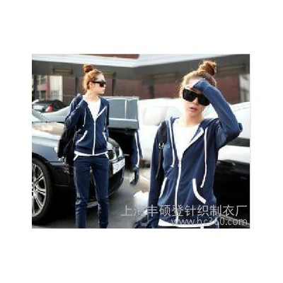 秋裝新款韓版帶帽長袖運動服衛衣 韓國女裝大碼休閑運動套裝