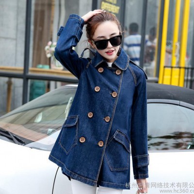 風衣女春季2016女裝翻領時尚長袖雙排扣顯瘦寬松經典風衣