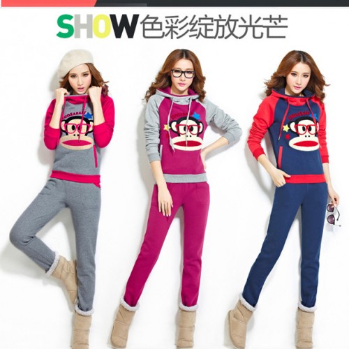 寒絲琪秋冬新款2014加絨保暖時尚修身衛衣套裝