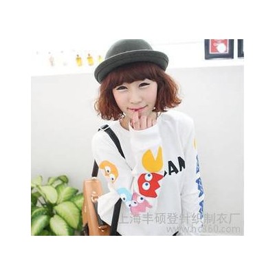 韓國代購秋季新款寬松韓版可愛貪吃豆 時尚 衛衣 女 批發