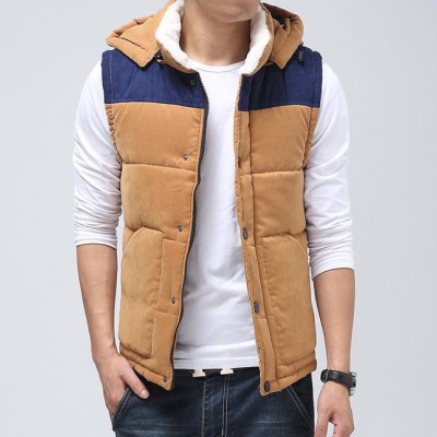 廠價直銷時尚休閑男裝 2014男士可脫卸帽棉馬甲外套 Jqr