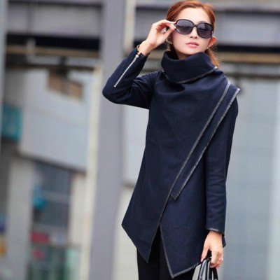 歐洲站秋季新款毛呢外套女寬松斗篷羊大衣中長款外搭披肩風(fēng)衣爆款