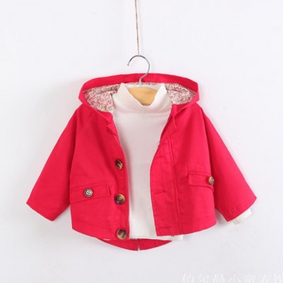 2014潮秋裝 女童碎花內襯娃娃款純棉風衣 兒童**外套 代