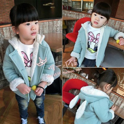 小辣妞2014韓版秋冬裝中小童衛衣羊羔絨卡通保暖兔子外套雙排