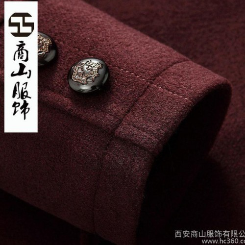 2014毛呢大衣男款韓版秋冬新款加厚保暖呢子西安風(fēng)衣批發(fā)外套純色