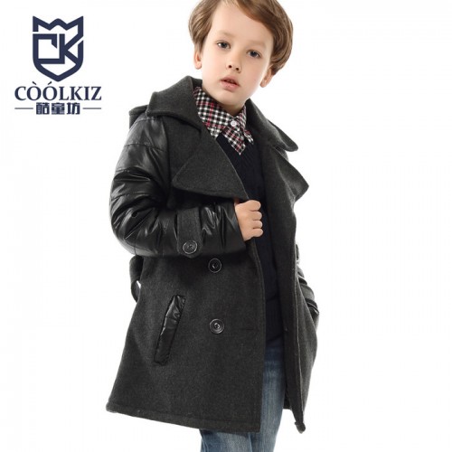 coolkiz童裝男童毛呢大衣風衣兒童韓版外套冬季童裝新款大童冬裝