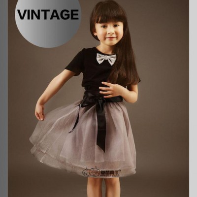 親子裝2015夏季新款母女裝裙子短袖韓版兒童紗裙子混批代發微