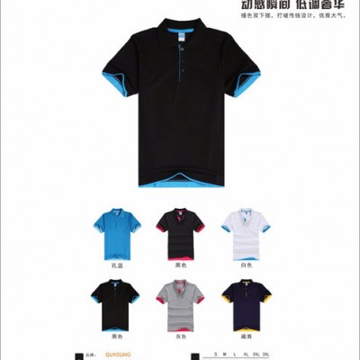 夏季男女純棉短袖翻領(lǐng)Polo廣告文化衫工作服t恤印圖印字定制LOGO