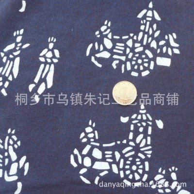 新品馬拉車花布 民族風藍花布服裝面料裙子布料窗簾門簾布料
