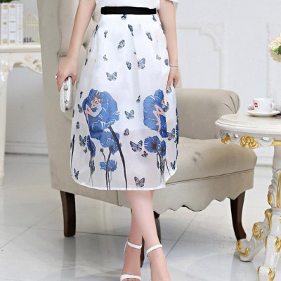 夏季新款俏皮時(shí)尚印花半身裙 舒適透氣裙子 日式甜美淑女A字裙