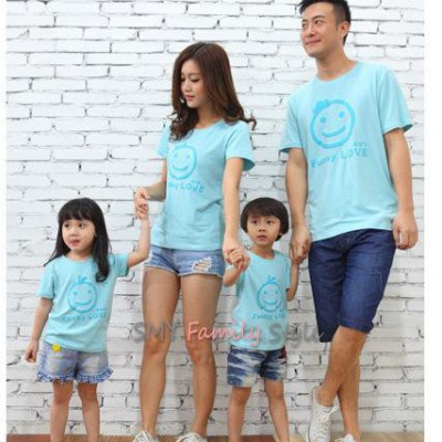 品牌親子情侶裝夏季新款T恤一家三口家庭裝外貿親子裝一件代發貨