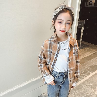 女童格子襯衫2019新款潮韓版洋氣兒童襯衣長(zhǎng)袖春款中大童春裝上衣