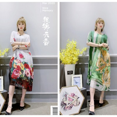 深圳品牌祝錦天香 桑蠶絲連衣裙折扣女春夏裝直播間貨源
