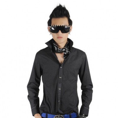 韓版舞臺英倫黑色男襯衫C-207-017修身長袖襯衫 非主流