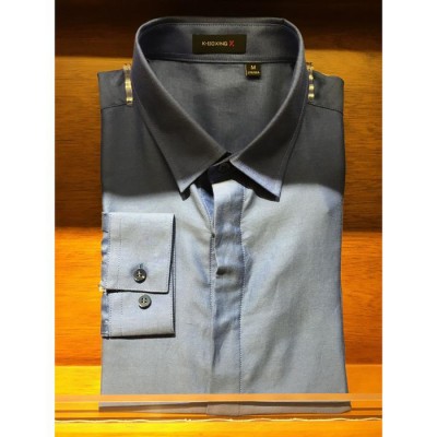 免燙純色長袖襯衫修身型襯衫男