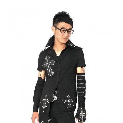 ABC韓版男裝個性朋克襯衫 舞臺夜店非主流搖滾襯衫 時尚服裝