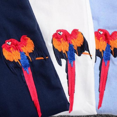 鸚鵡刺繡！2015新款男士牛津紡襯衫修身打底內搭長袖襯衫11