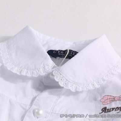 2016春款童襯衫 女童花邊領(lǐng)繡蝴蝶 純棉兒童襯衫長(zhǎng)袖 外貿(mào)