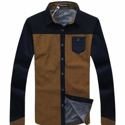 代發男裝 時尚 新款男式加絨加厚襯衫 男襯衣 Jeq9496