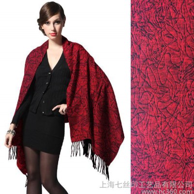 冬季 七絲印真絲 拉絨 品 款蠶絲長(zhǎng)方形春秋女紅色青年披肩圍巾
