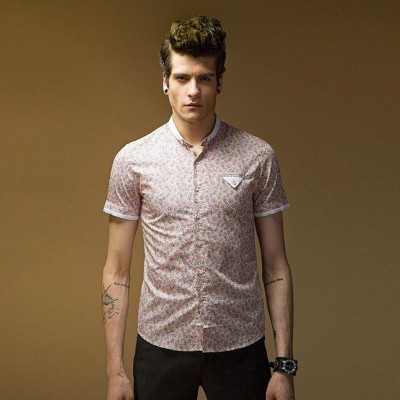 C-405ABC男士印花潮流休閑短袖襯衫-037男士半袖修身