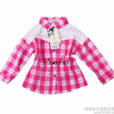 品牌童裝 春秋新款 中大童時(shí)尚收腰襯衫外套 男女童小額混